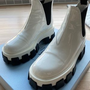 Prada patent leather ankle booties